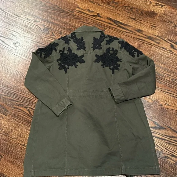 Halogen Long Cargo Jacket, Army Green, Size Medium (179) - Picture 8 of 13